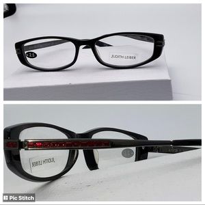 Judith Leiber Gorgeous Red Crystal Black Glasses Readers NIB
